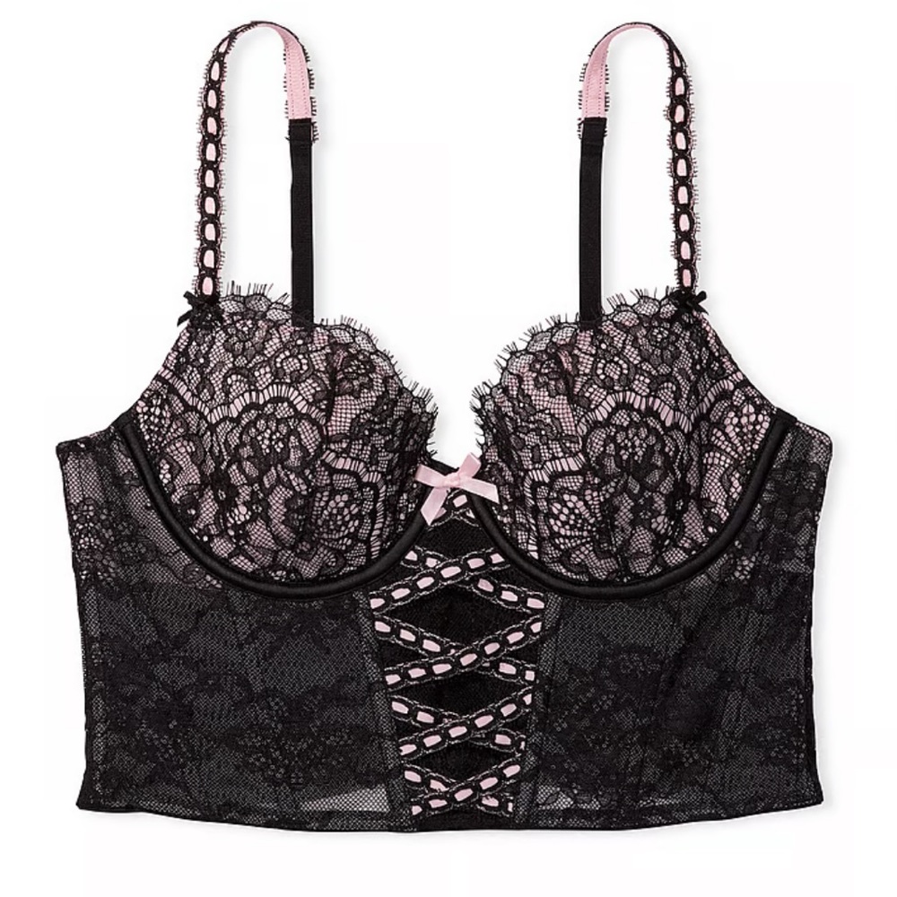 victoriás secret Lightly lined lace up corset top size M DD